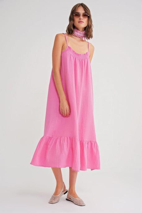 Midi Musselin Kleid mit Rüschendetails - Image 2