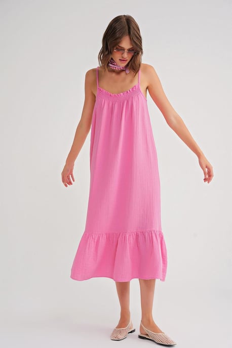 Midi Musselin Kleid mit Rüschendetails - Image 3