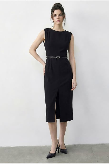 Tailliertes Midi-Bleistiftkleid mit Bootsausschnitt - Image 2