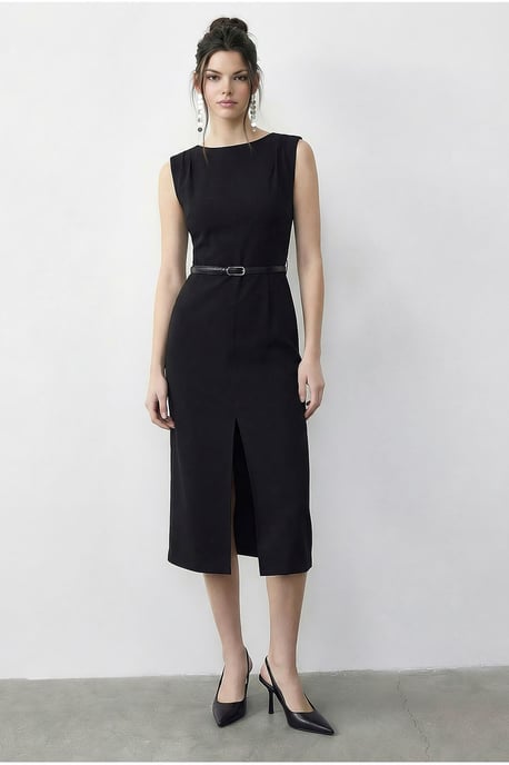 Tailliertes Midi-Bleistiftkleid mit Bootsausschnitt - Image 3