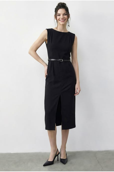 Tailliertes Midi-Bleistiftkleid mit Bootsausschnitt - Image 4
