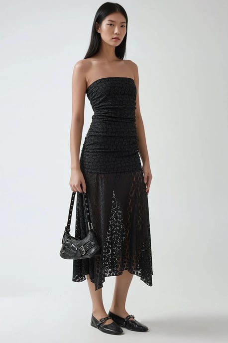 Trägerloses Spitzen-Midi-Kleid - Image 3