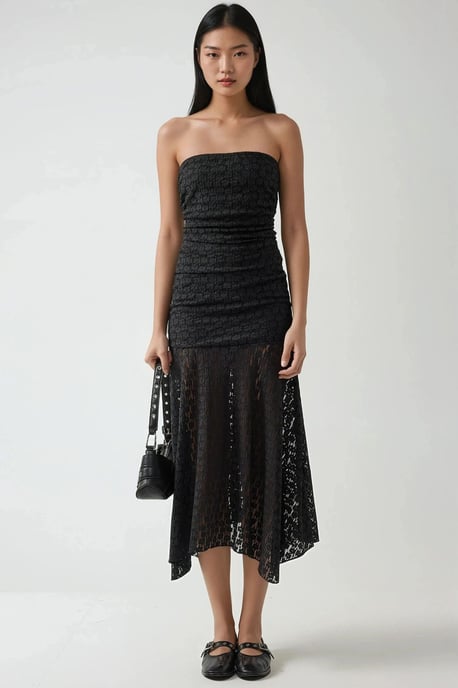 Trägerloses Spitzen-Midi-Kleid - Image 5