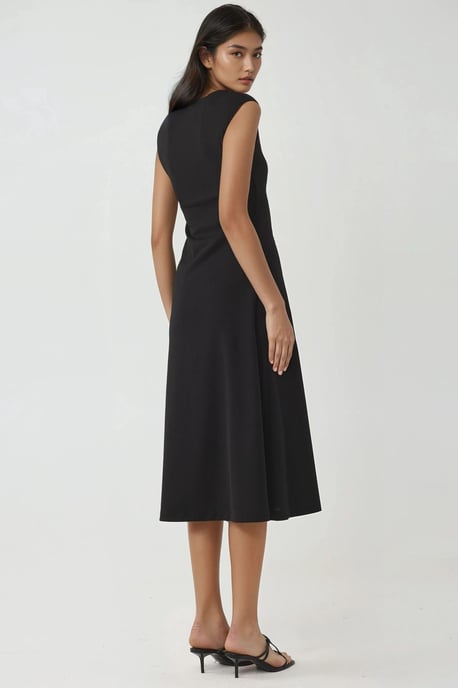 V-Ausschnitt A-Linien Midi Kleid - Image 3