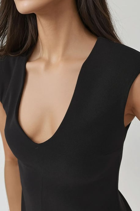 V-Ausschnitt A-Linien Midi Kleid - Image 5