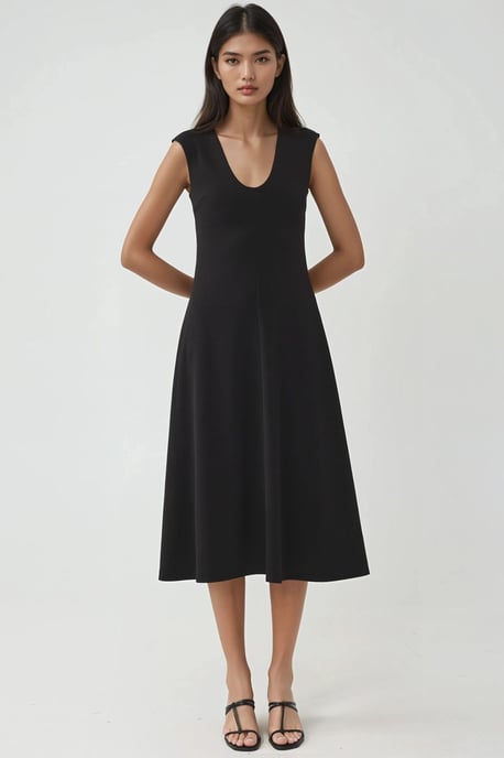 V-Ausschnitt A-Linien Midi Kleid - Image 6