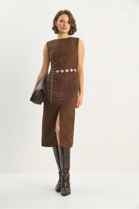 Faux-Suede Midi-Kleid - Image 2