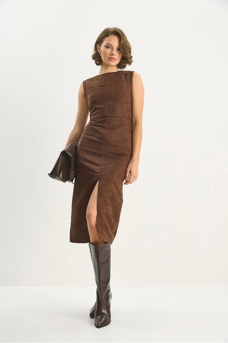 Faux-Suede Midi-Kleid - Image 4