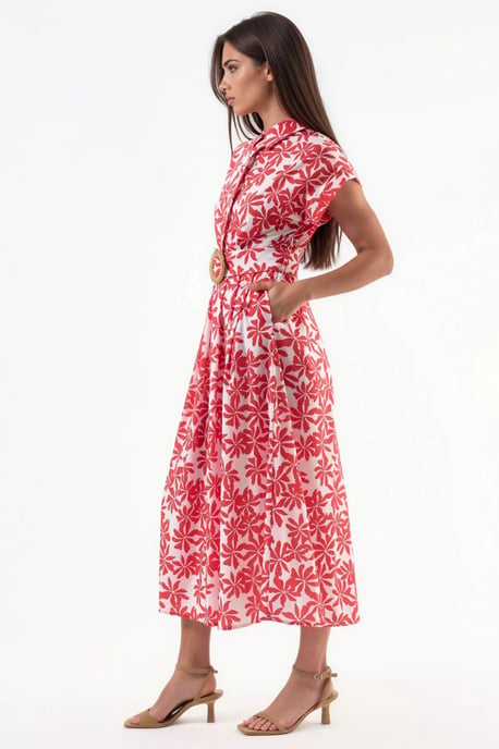 Floral A-Linien-Midikleid mit Gürtel - Image 2