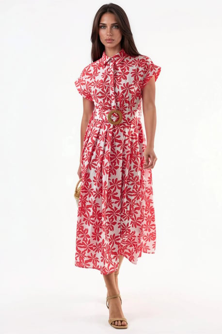 Floral A-Linien-Midikleid mit Gürtel - Image 4