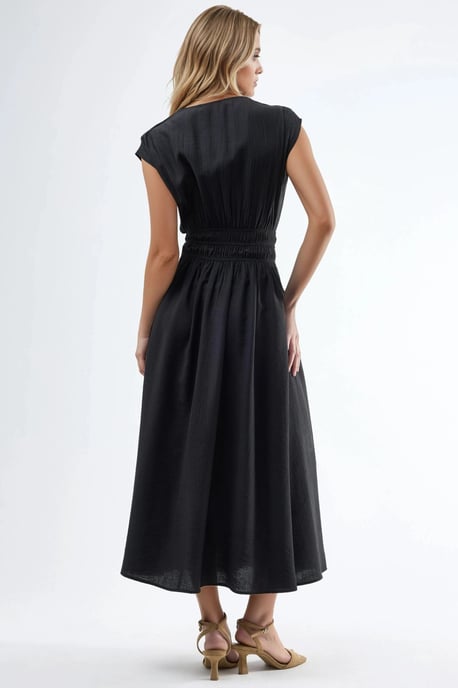 Strukturierte V-Ausschnitt-Midikleid - Image 3