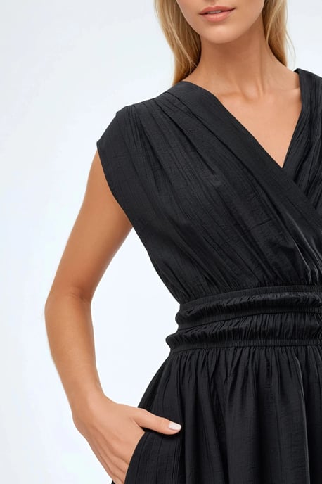Strukturierte V-Ausschnitt-Midikleid - Image 5