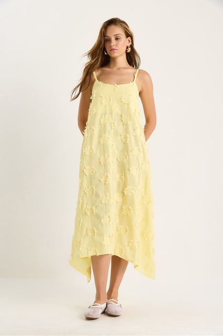 Strukturiertes Midikleid mit Quadratkragen - Image 2