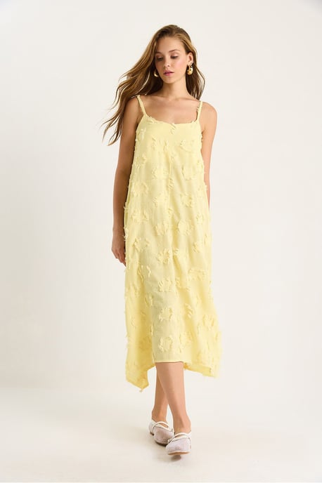 Strukturiertes Midikleid mit Quadratkragen - Image 3