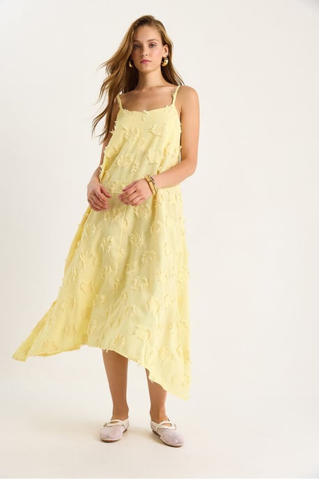 Strukturiertes Midikleid mit Quadratkragen - Image 4