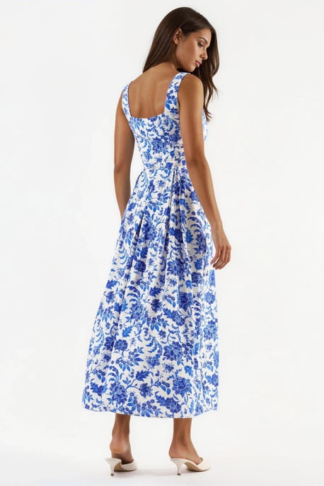 Floral Midi-Kleid mit quadratischem Kragen - Image 3