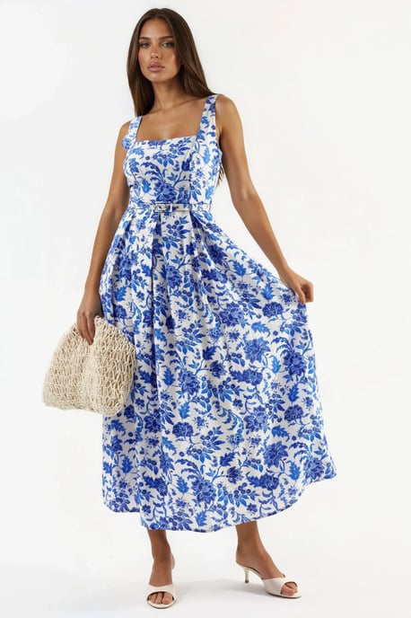 Floral Midi-Kleid mit quadratischem Kragen - Image 4