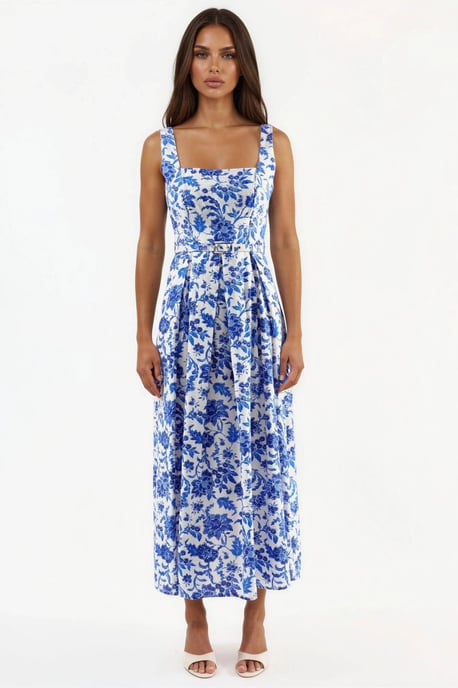 Floral Midi-Kleid mit quadratischem Kragen - Image 6