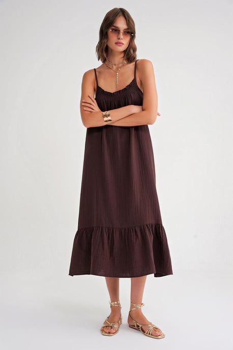 Midi-Mullkleid mit Rüschendetails - Image 3