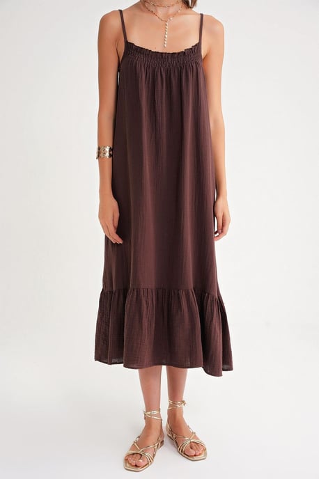 Midi-Mullkleid mit Rüschendetails - Image 6