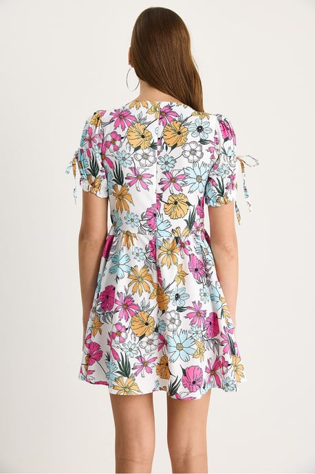 Bedrucktes V-Ausschnitt Cut-Out Midi-Kleid - Image 6