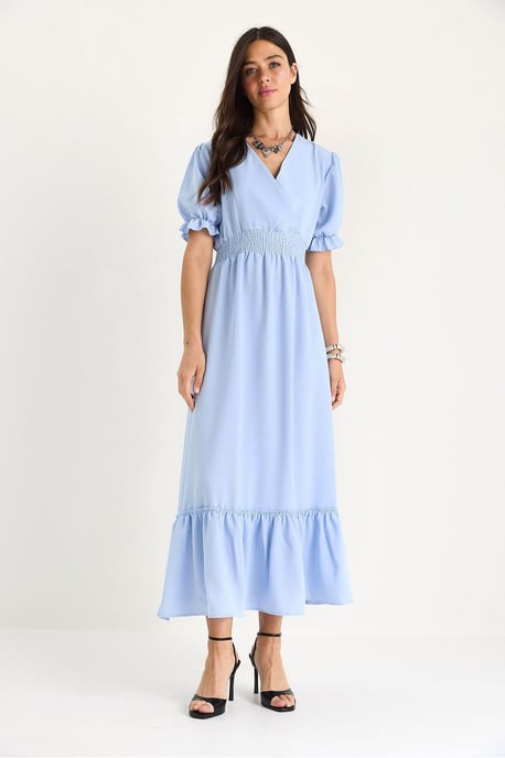 V-Ausschnitt Midi-Kleid mit Schleife - Image 2