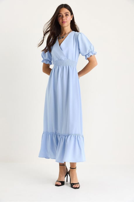 V-Ausschnitt Midi-Kleid mit Schleife - Image 3