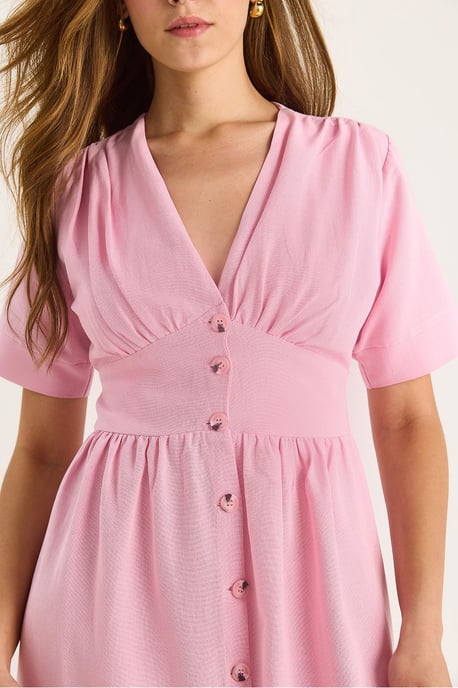 V-Ausschnitt Knopfmidihemdkleid - Image 5