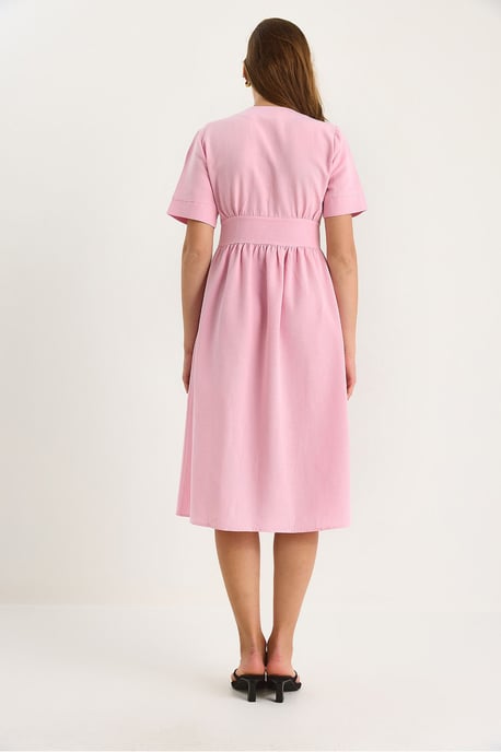 V-Ausschnitt Knopfmidihemdkleid - Image 6