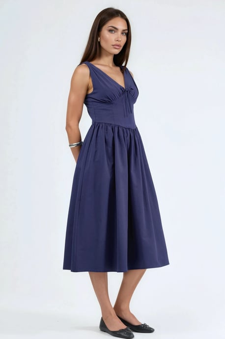 V-Ausschnitt Midi-Kleid mit Schleifendetail - Image 2