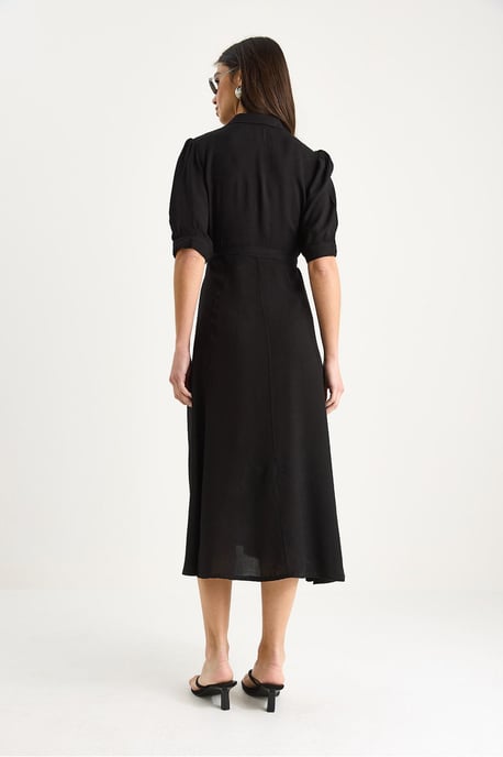 Knopfverschluss Midi-Kleid mit Hemdkragen - Image 6