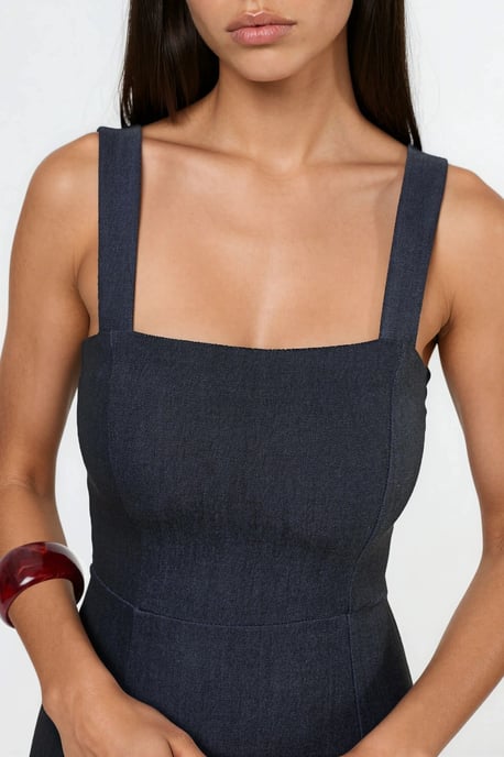 Kleid mit quadratischem Ausschnitt im A-Linien-Schnitt midi - Image 5