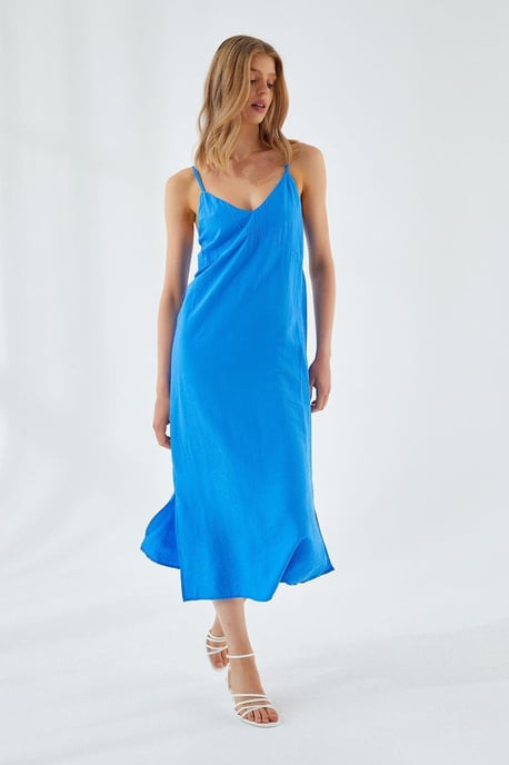 V-Ausschnitt Schlitz-Midi-Kleid - Image 2