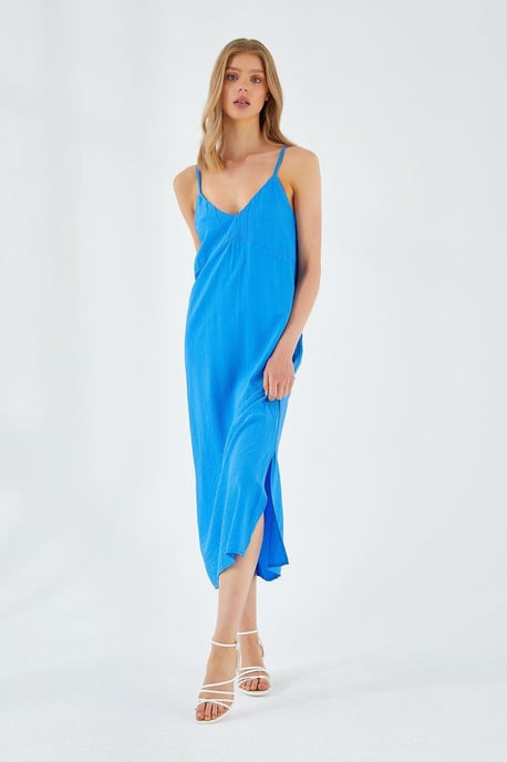 V-Ausschnitt Schlitz-Midi-Kleid - Image 3