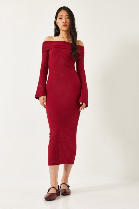 Trägerloses Ripp-Midi-Kleid - Image 2