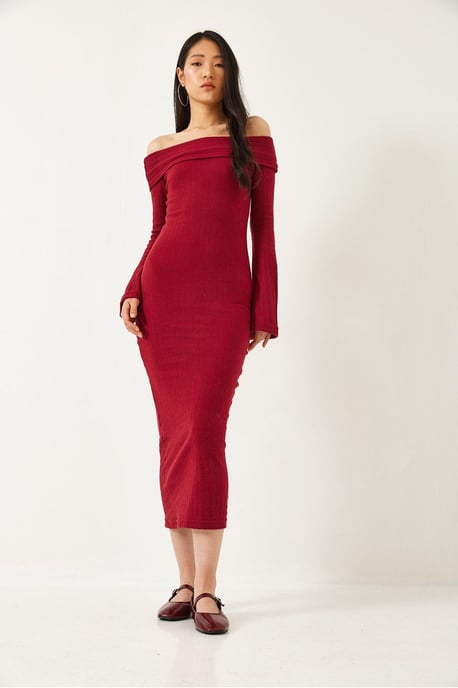 Trägerloses Ripp-Midi-Kleid - Image 3