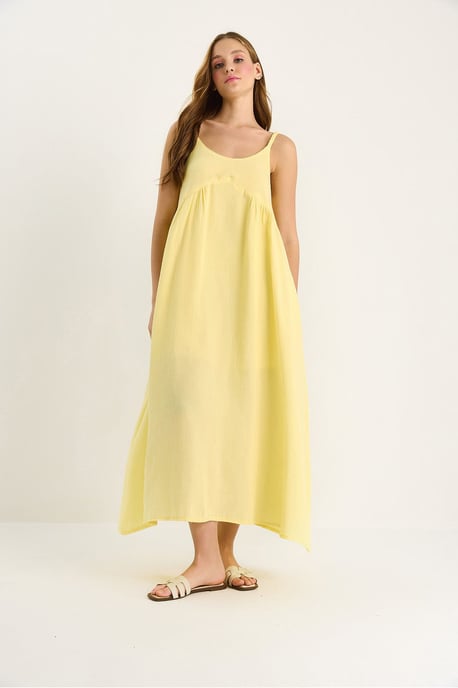 Strukturiertes Musselin-Midikleid mit Tasche - Image 3