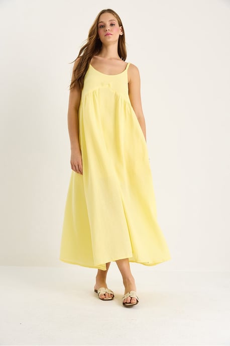 Strukturiertes Musselin-Midikleid mit Tasche - Image 4
