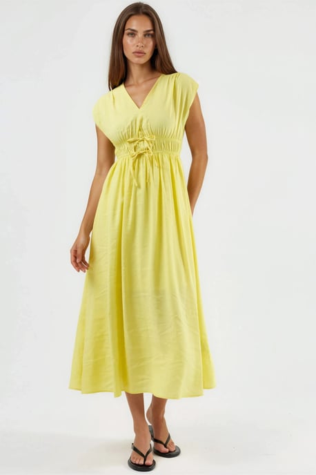 V-Ausschnitt Midi Kleid mit Bindungsdetail - Image 2