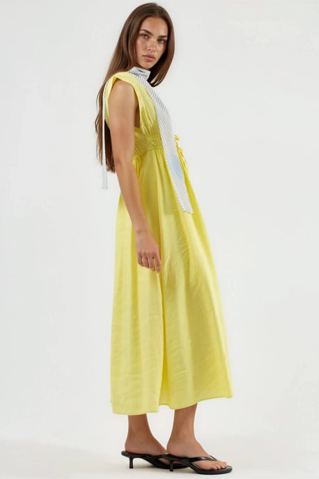 V-Ausschnitt Midi Kleid mit Bindungsdetail - Image 3