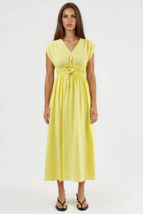 V-Ausschnitt Midi Kleid mit Bindungsdetail - Image 6