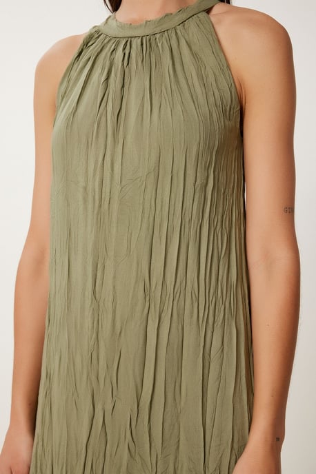 Texturiertes Midi-Kleid mit Halterneck-Kragen - Image 4