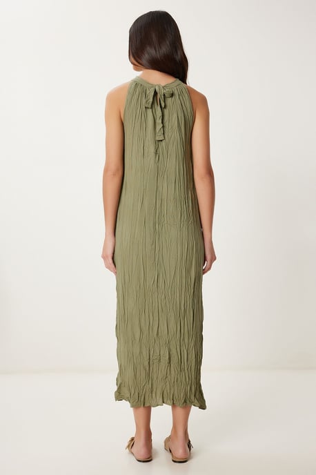 Texturiertes Midi-Kleid mit Halterneck-Kragen - Image 5