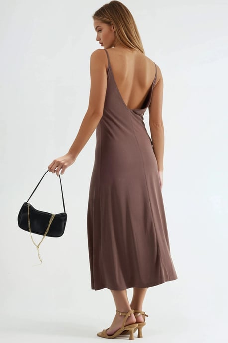 V-Ausschnitt Modal Midi-Kleid - Image 2