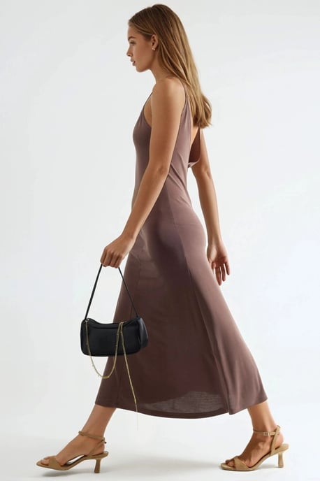 V-Ausschnitt Modal Midi-Kleid - Image 3