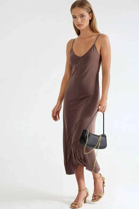 V-Ausschnitt Modal Midi-Kleid - Image 4