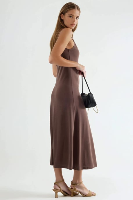 V-Ausschnitt Modal Midi-Kleid - Image 5