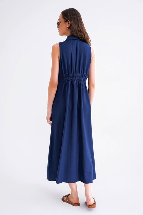 Reißverschluss-Fronthemdkragen-Midikleid - Image 5