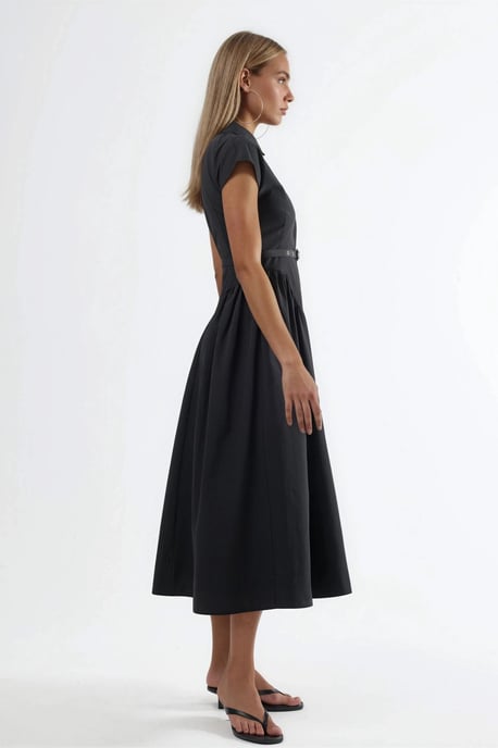 Midikleid mit Gürtel und Hemdkragen - Image 3