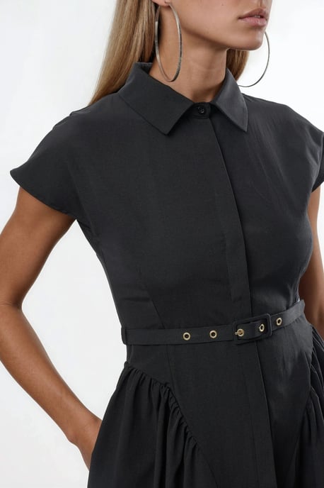 Midikleid mit Gürtel und Hemdkragen - Image 5